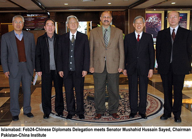 Mushahid Hussain meets Chinese Delegation of former envoys visiting Pakistan